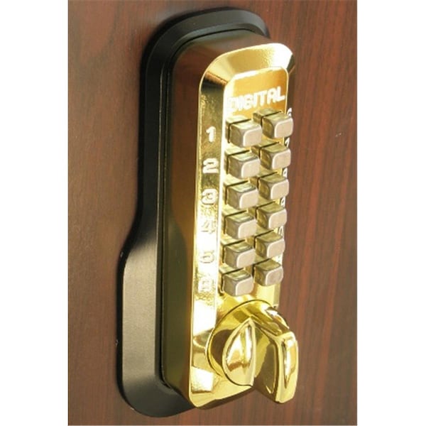 Lockey Mechanical Keyless Deadbolt Ez Mount Plate Lock - Bright Brass Finish LO327121 - main
